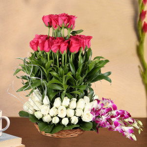 Beautiful Orchid N Roses Arrangement
